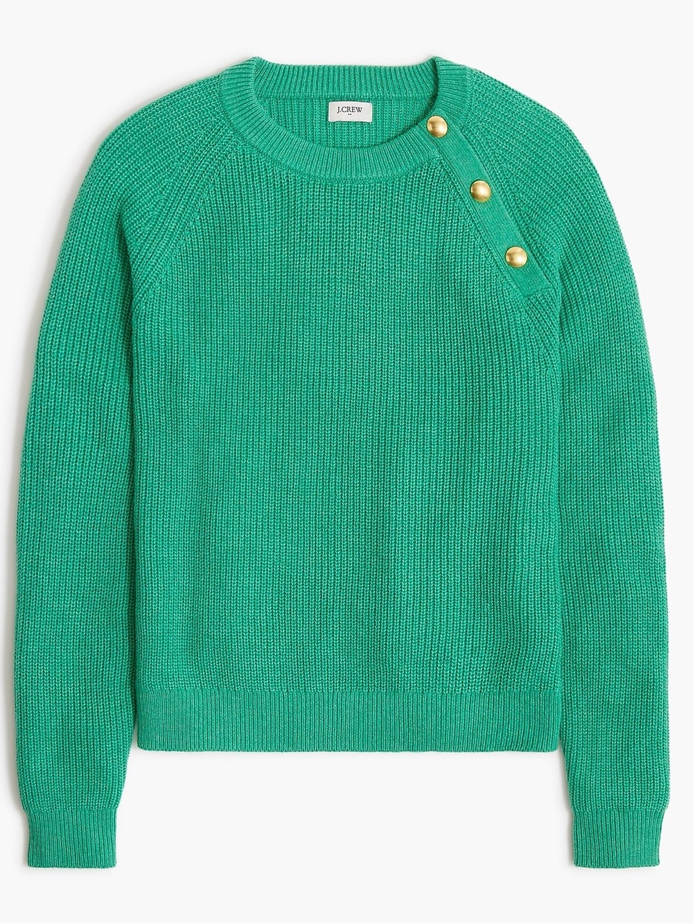 J. Crew button raglan crewneck sweater, large